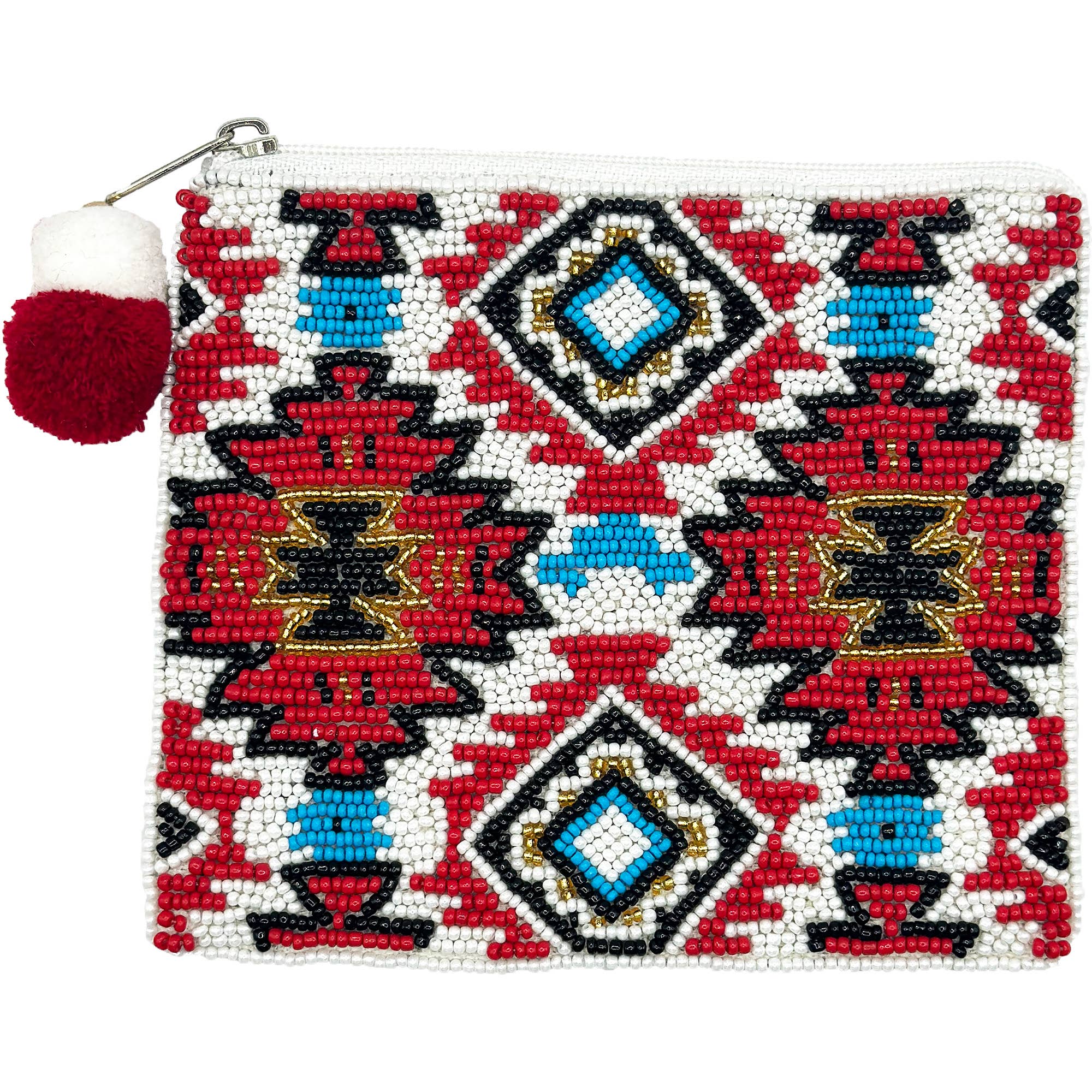 WESTERN PRINT Beaded Coin Purse