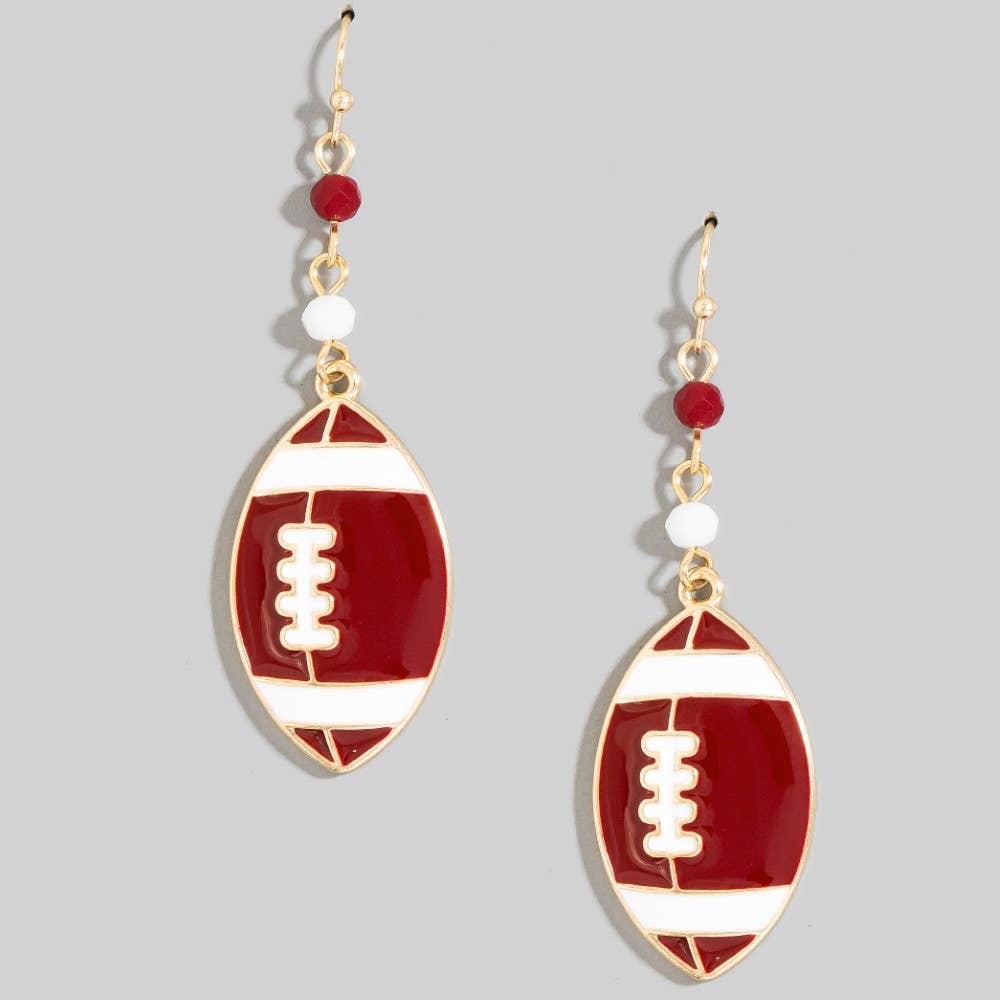 Game Day Colors Enamel Football Dangle Earrings