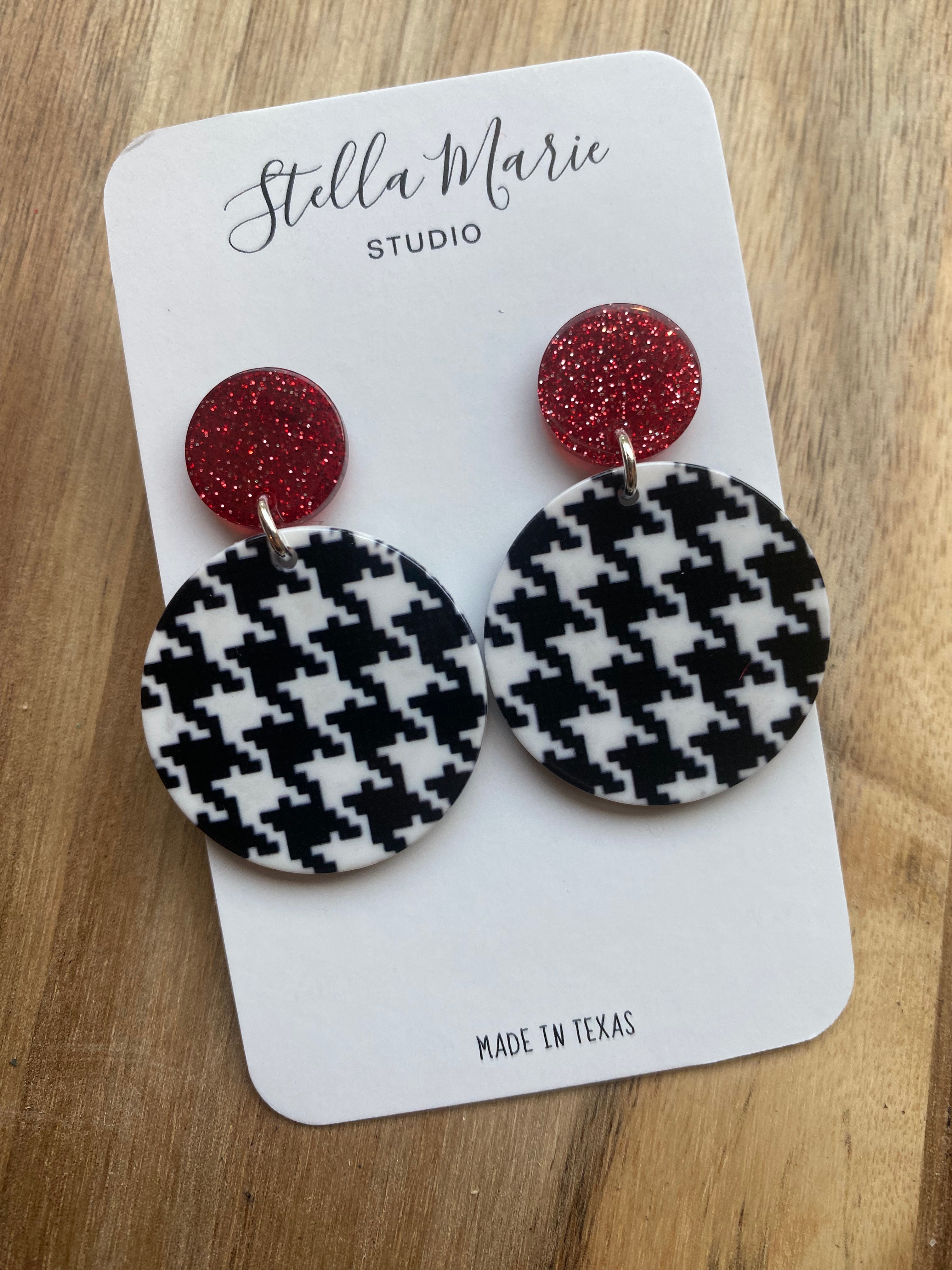 Houndstooth Round Earrings