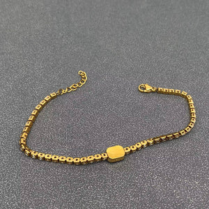 Full Zircon 3mm 18K Gold Plated Stainless Steel Bracelet
