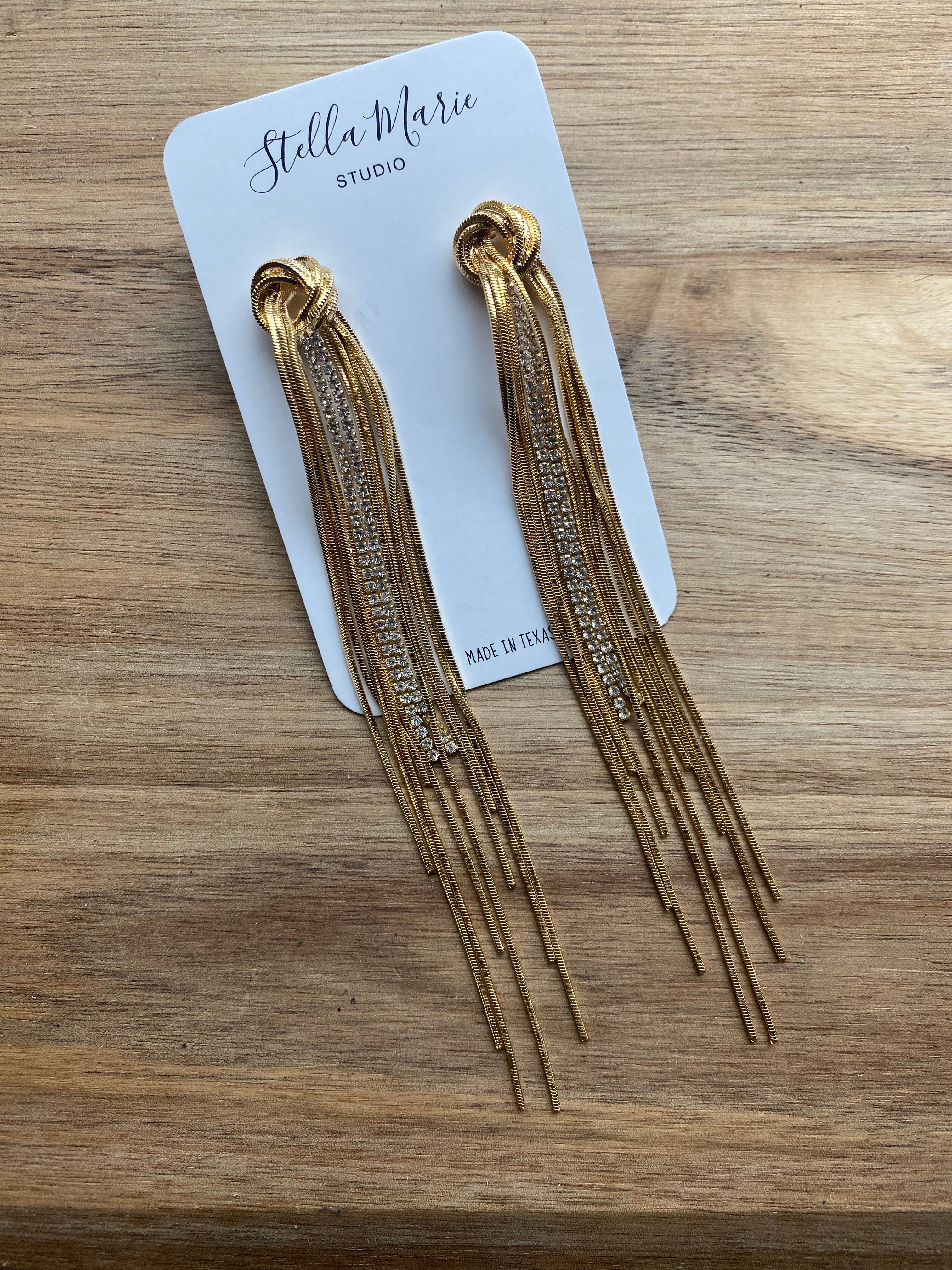 Golden Tie Drop Earrings