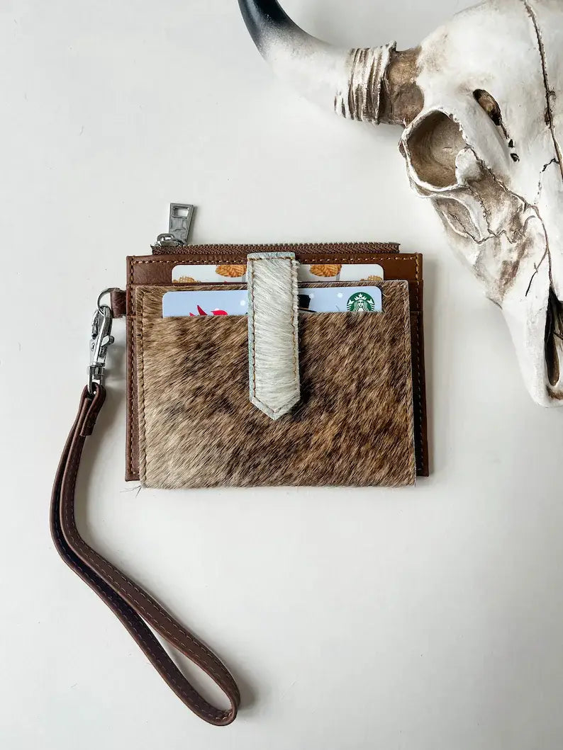 Dakota Wristlet Wallet - Western Cowhide Leather Credit Card