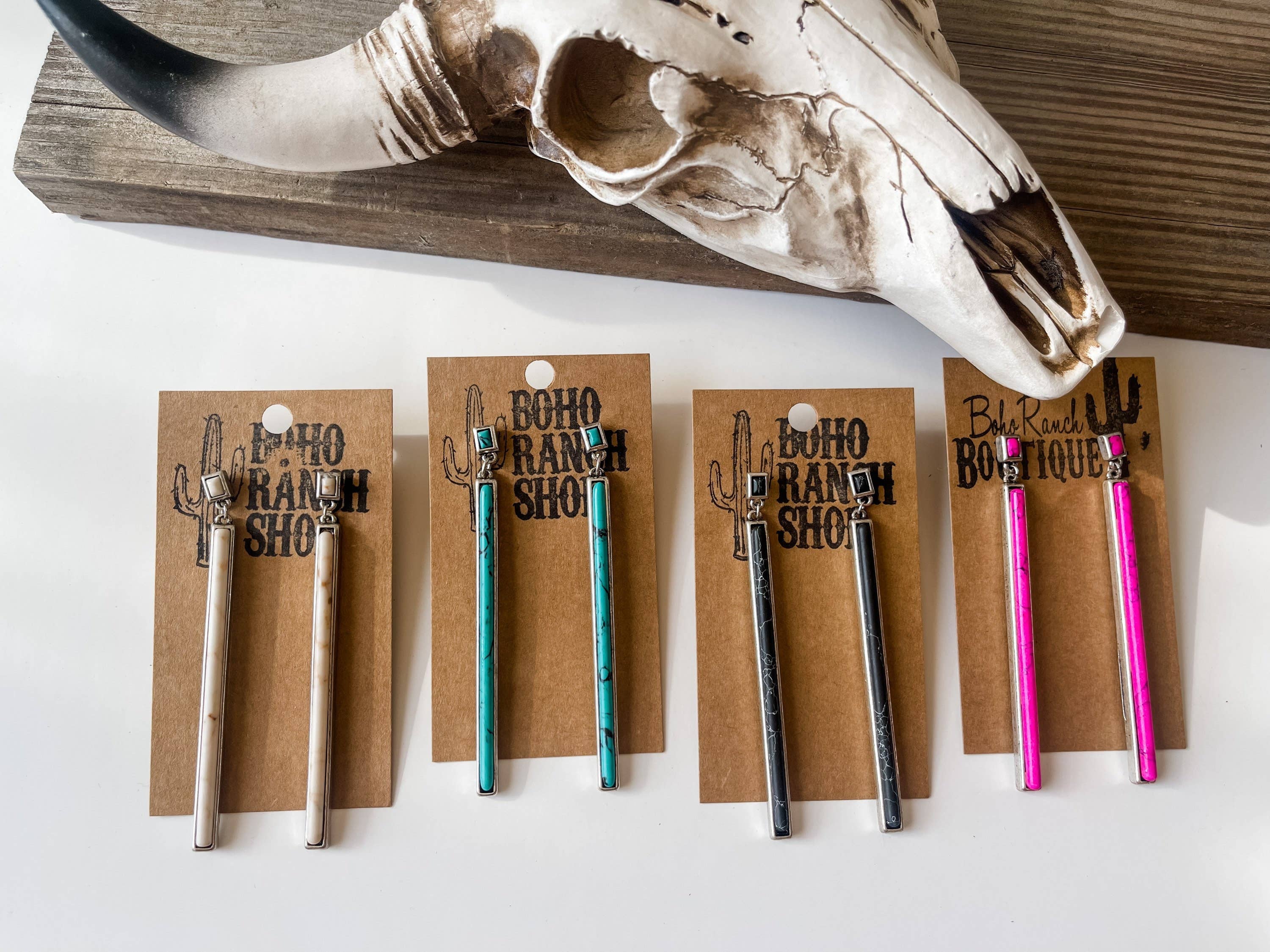 Western Bar Stone Earrings -  Earring Statement Earrings