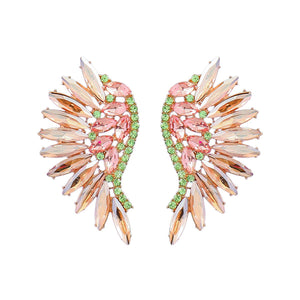 MULTIPLE COLORS: Colored Rhinestone Wing-shaped Earrings