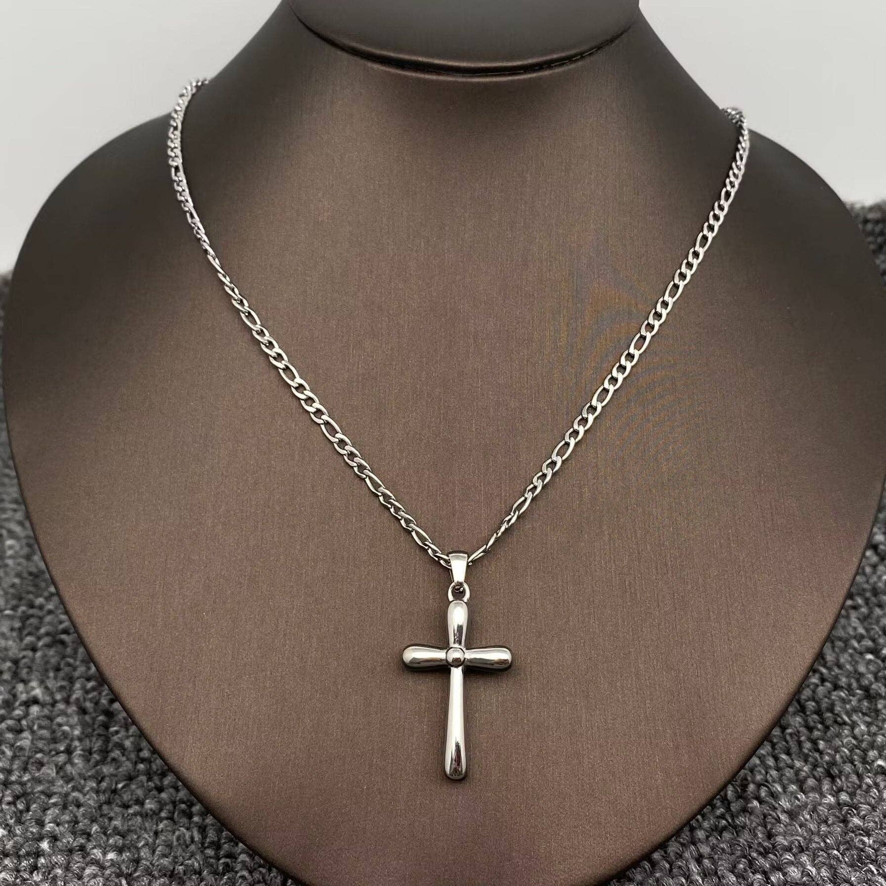 18K Gold Plated SS Glossy Cross Charm Necklace