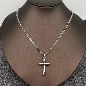 18K Gold Plated SS Glossy Cross Charm Necklace