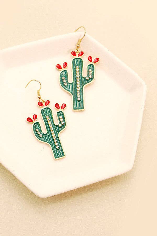 RHINESTONE CACTUS EARRINGS