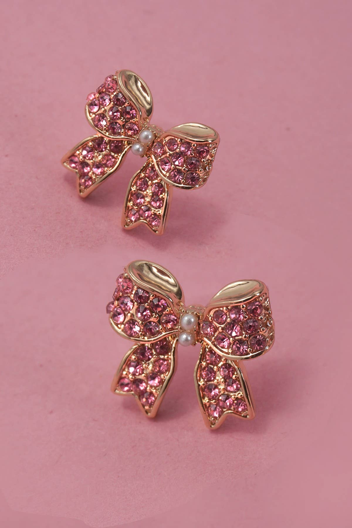 CLASSIC RHINESTONE BOW STUD EARRINGS