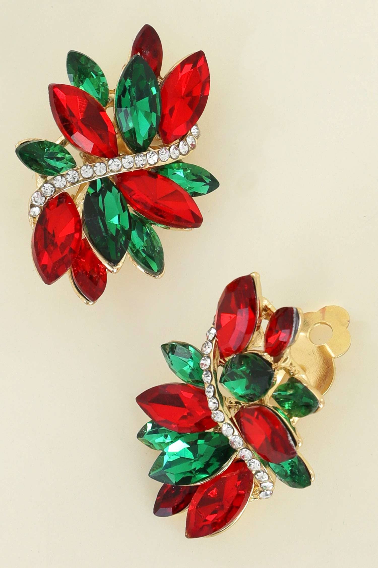 MARQUISE CRYSTAL CLUSTER XMAS CLIP ON EARRINGS