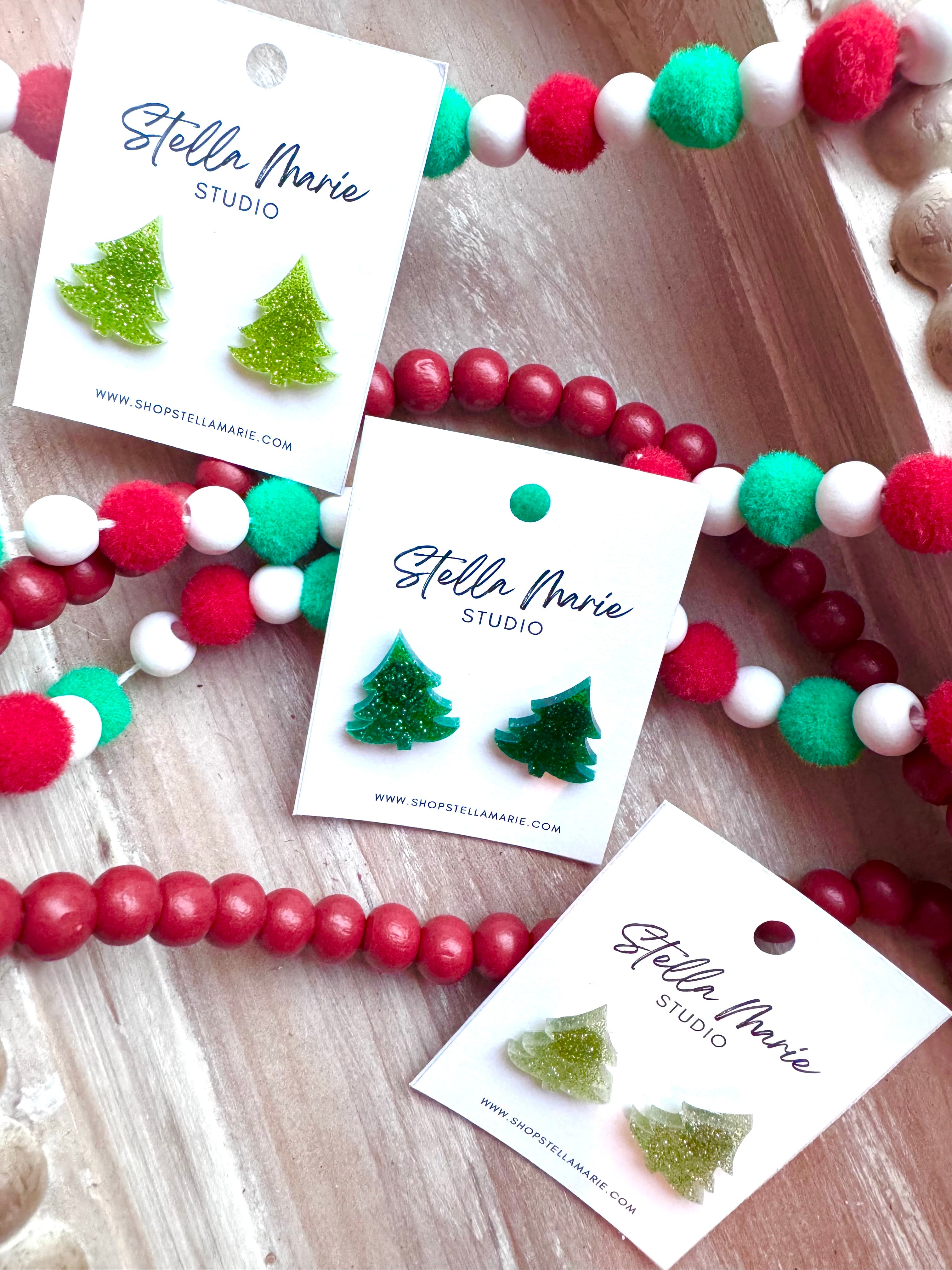 Tiny Christmas Tree Studs