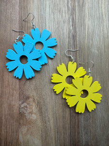 MULTIPLE COLORS: Wooden Flower Earrings