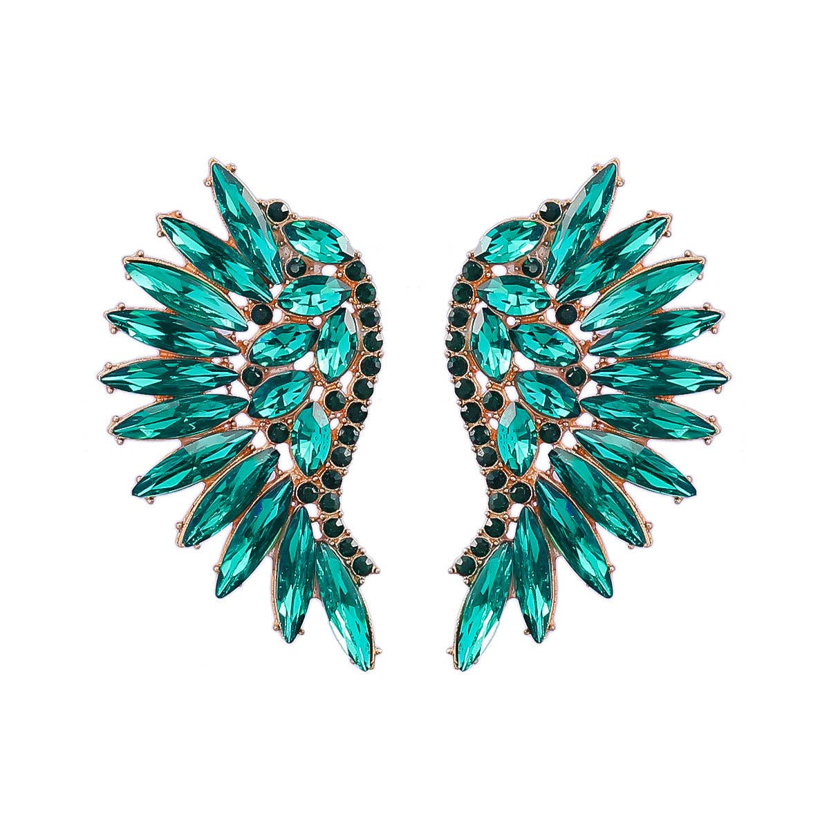 MULTIPLE COLORS: Colored Rhinestone Wing-shaped Earrings