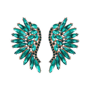 MULTIPLE COLORS: Colored Rhinestone Wing-shaped Earrings