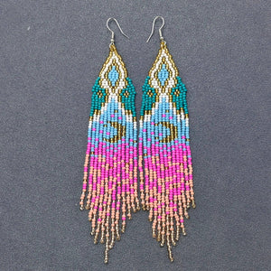 Boho Starry Sky Seed Beads Fringe Earrings