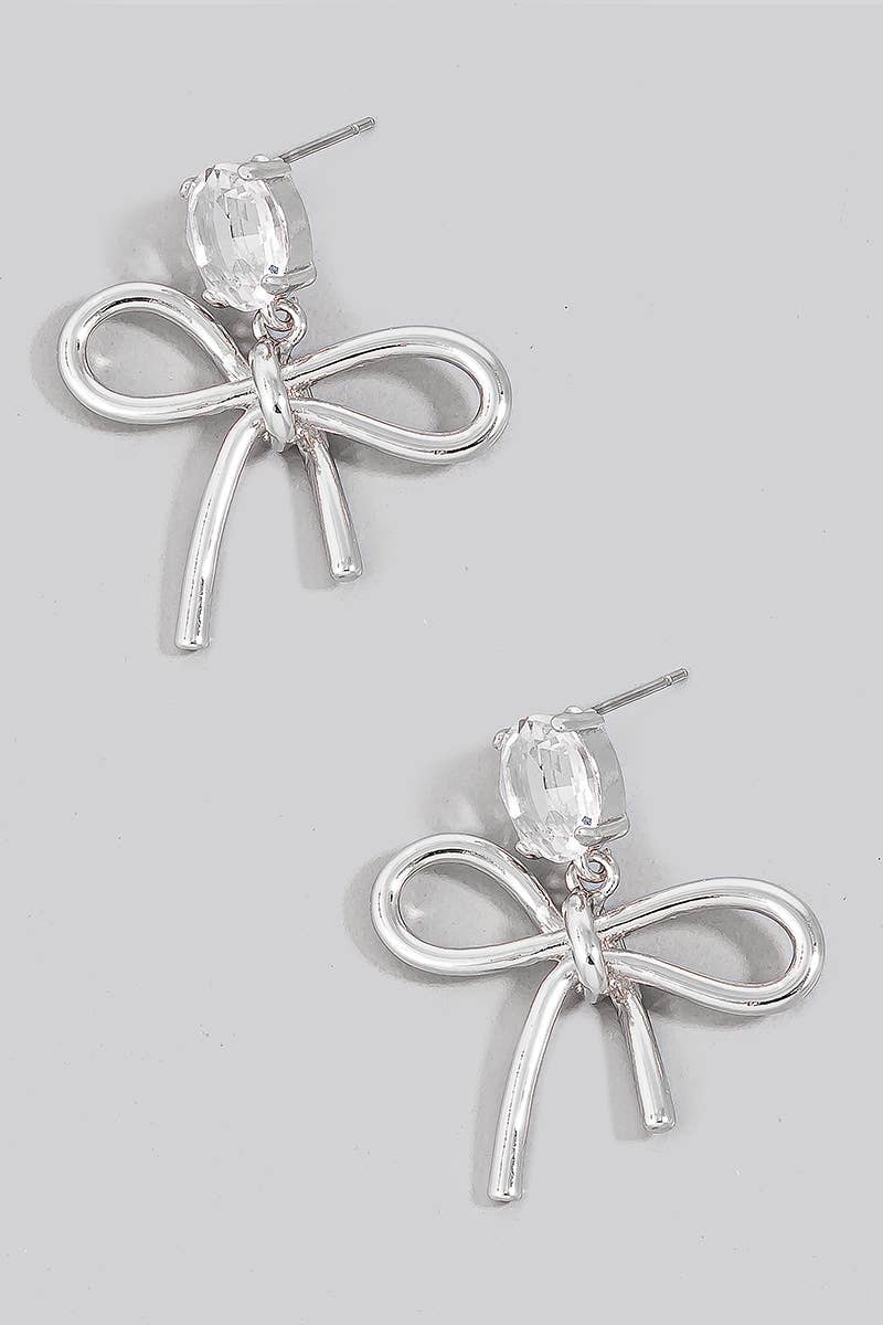 Metallic Ribbon Bow Dangle Earrings