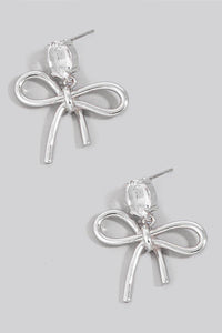 Metallic Ribbon Bow Dangle Earrings