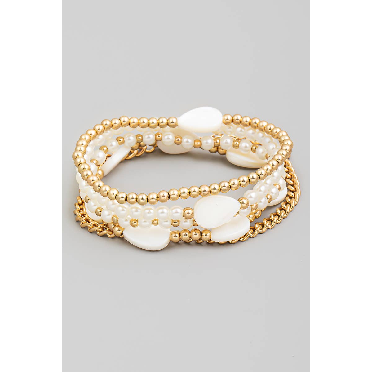 Pearl And Metallic Beaded Bracelet Set