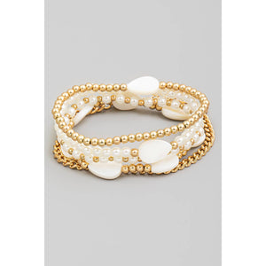 Pearl And Metallic Beaded Bracelet Set
