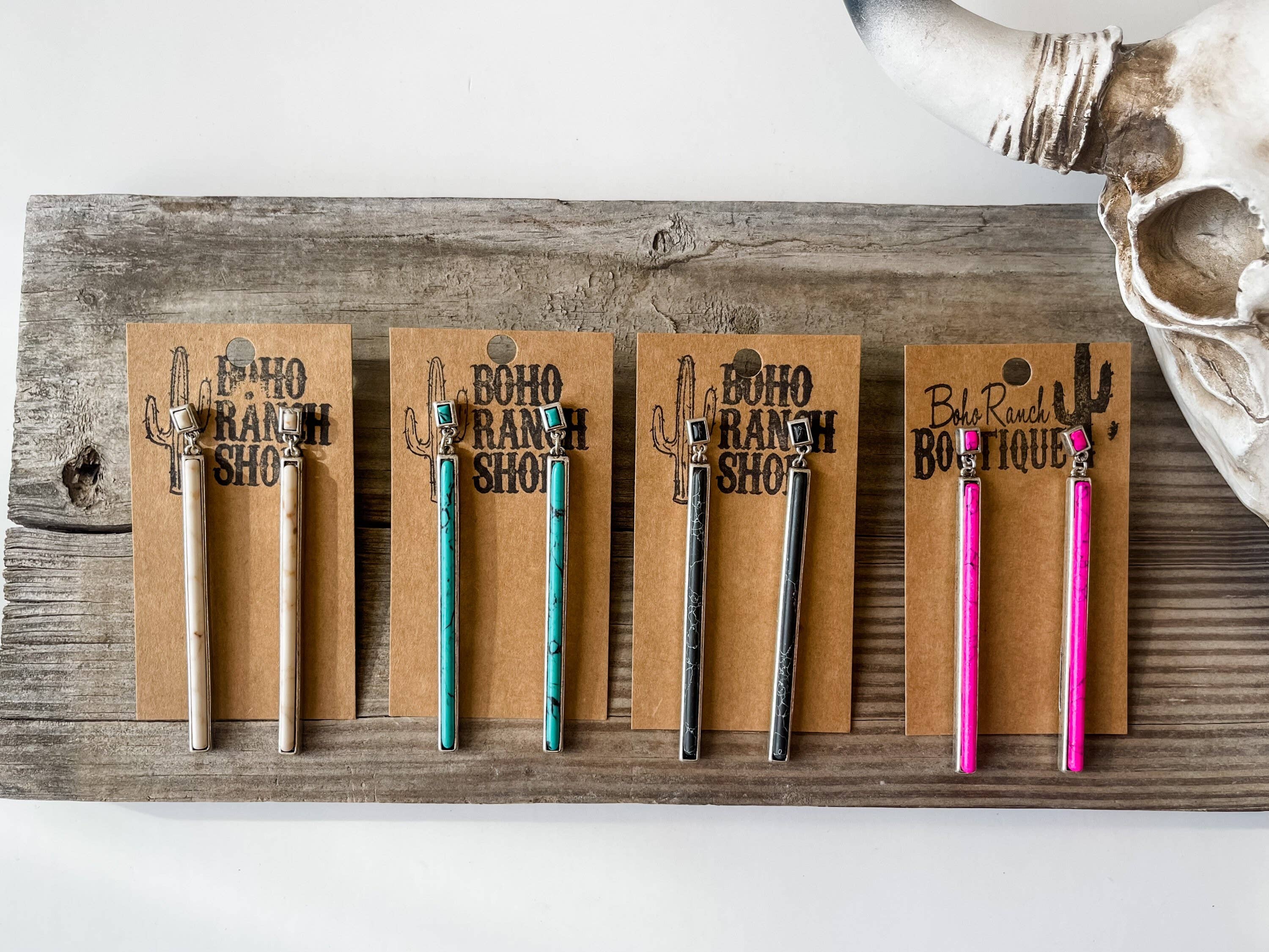 Western Bar Stone Earrings -  Earring Statement Earrings