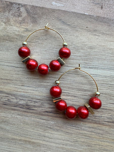 MULTIPLE STYLES: Beaded Hoop Earrings 1.25”