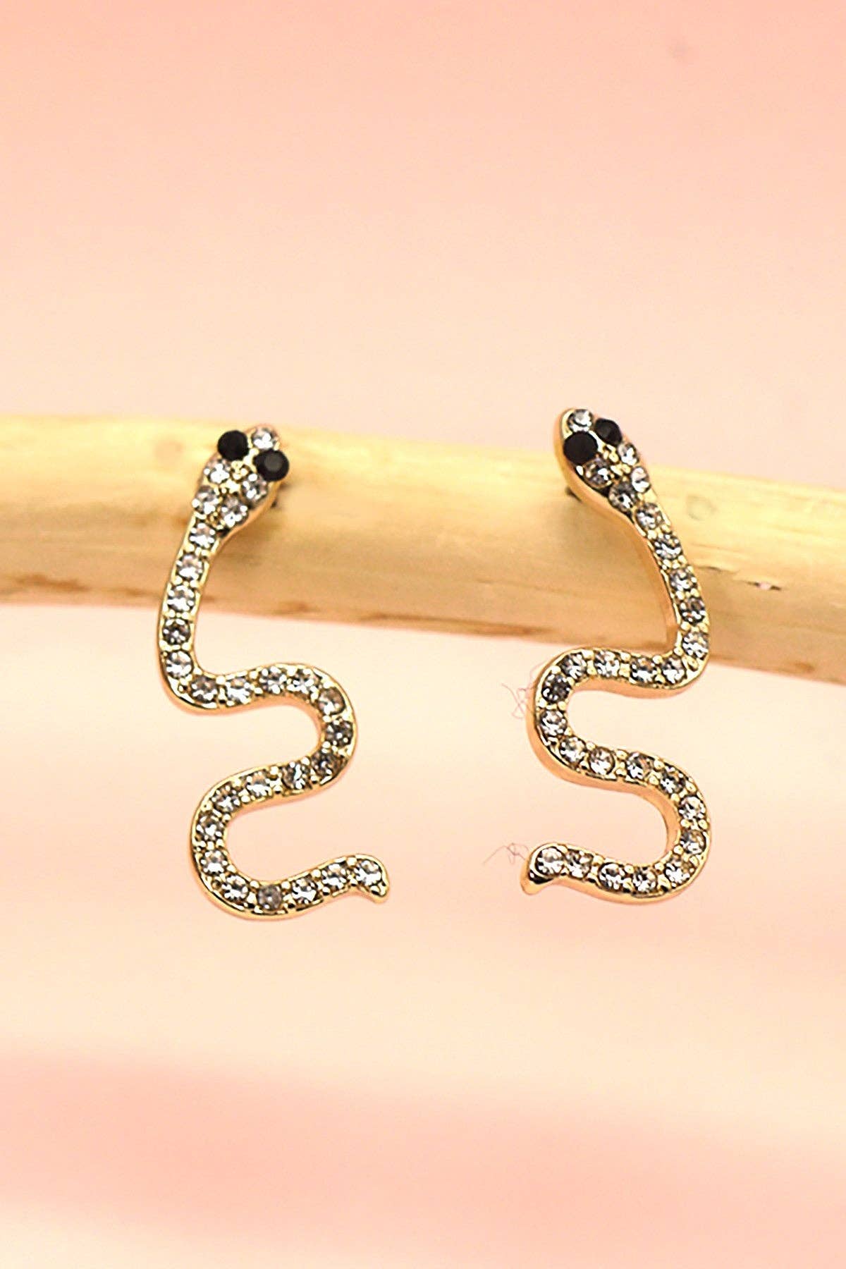 RHINESTONE SNAKE STUD EARRINGS
