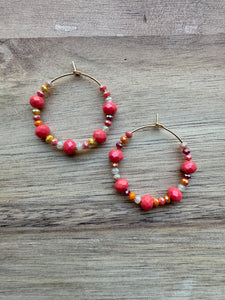 MULTIPLE STYLES: Beaded Hoop Earrings 1.25”