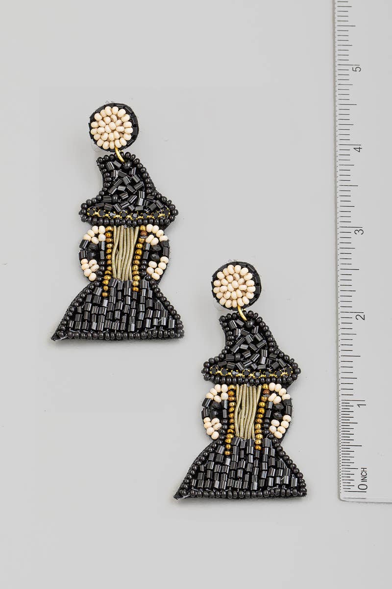 Beaded Witch Halloween Earrings
