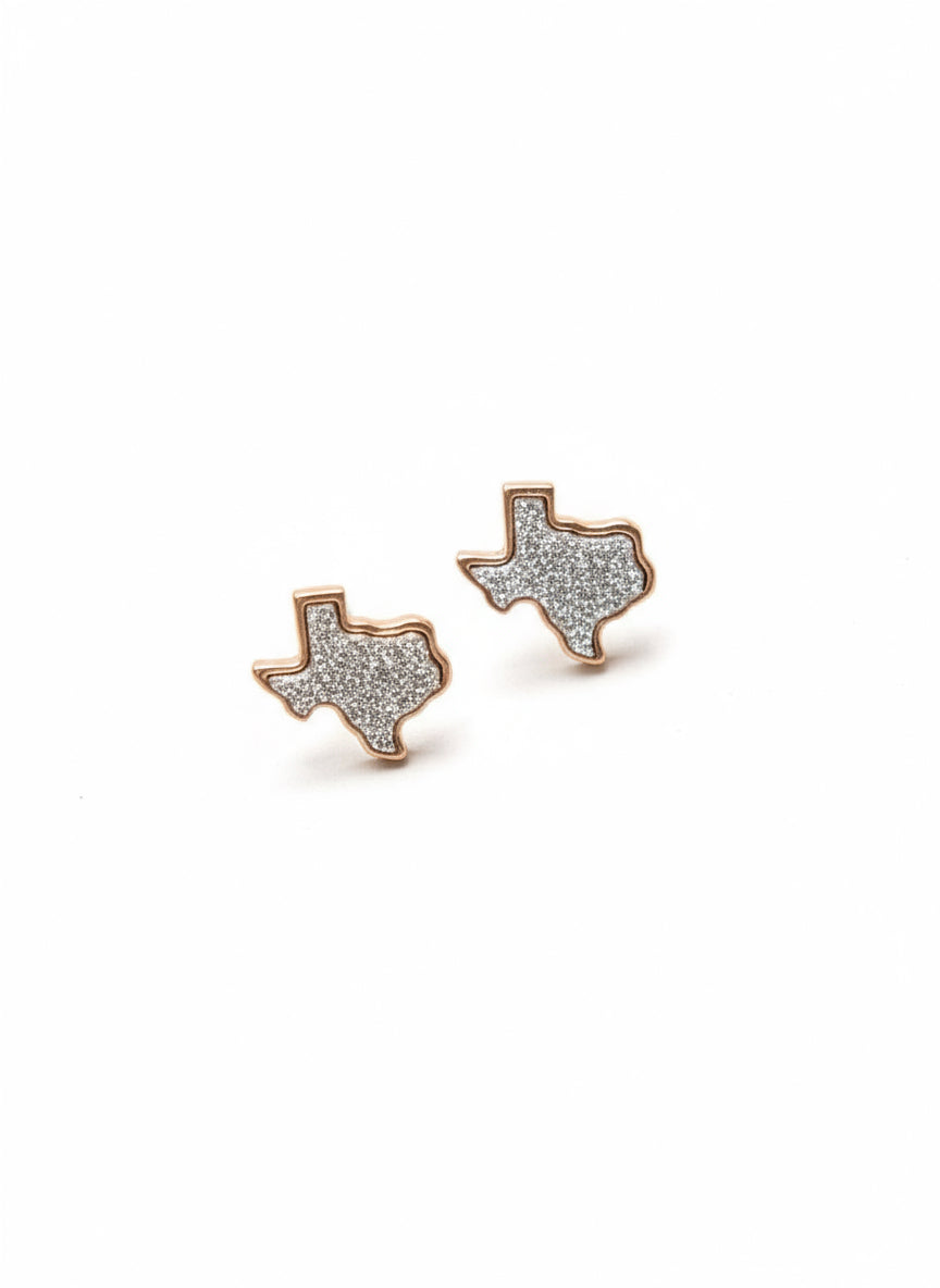 Texas On My Mind Druzy Stud Earrings, White.