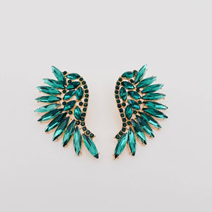 MULTIPLE COLORS: Colored Rhinestone Wing-shaped Earrings