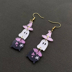 Halloween Acrylic Magic Potion Jar & Ghost Dangle Earrings