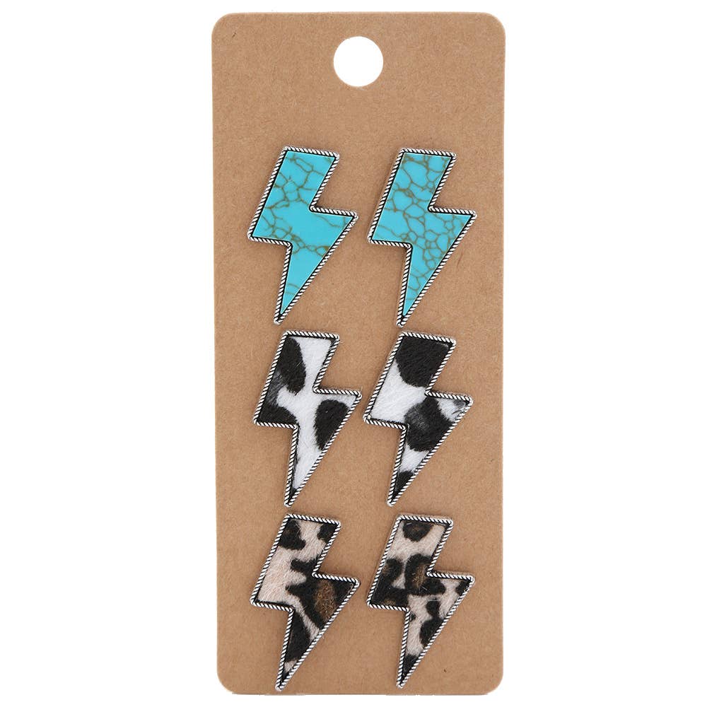FAUX FUR LIGHTNING BOLT EARRING SET SE-2252