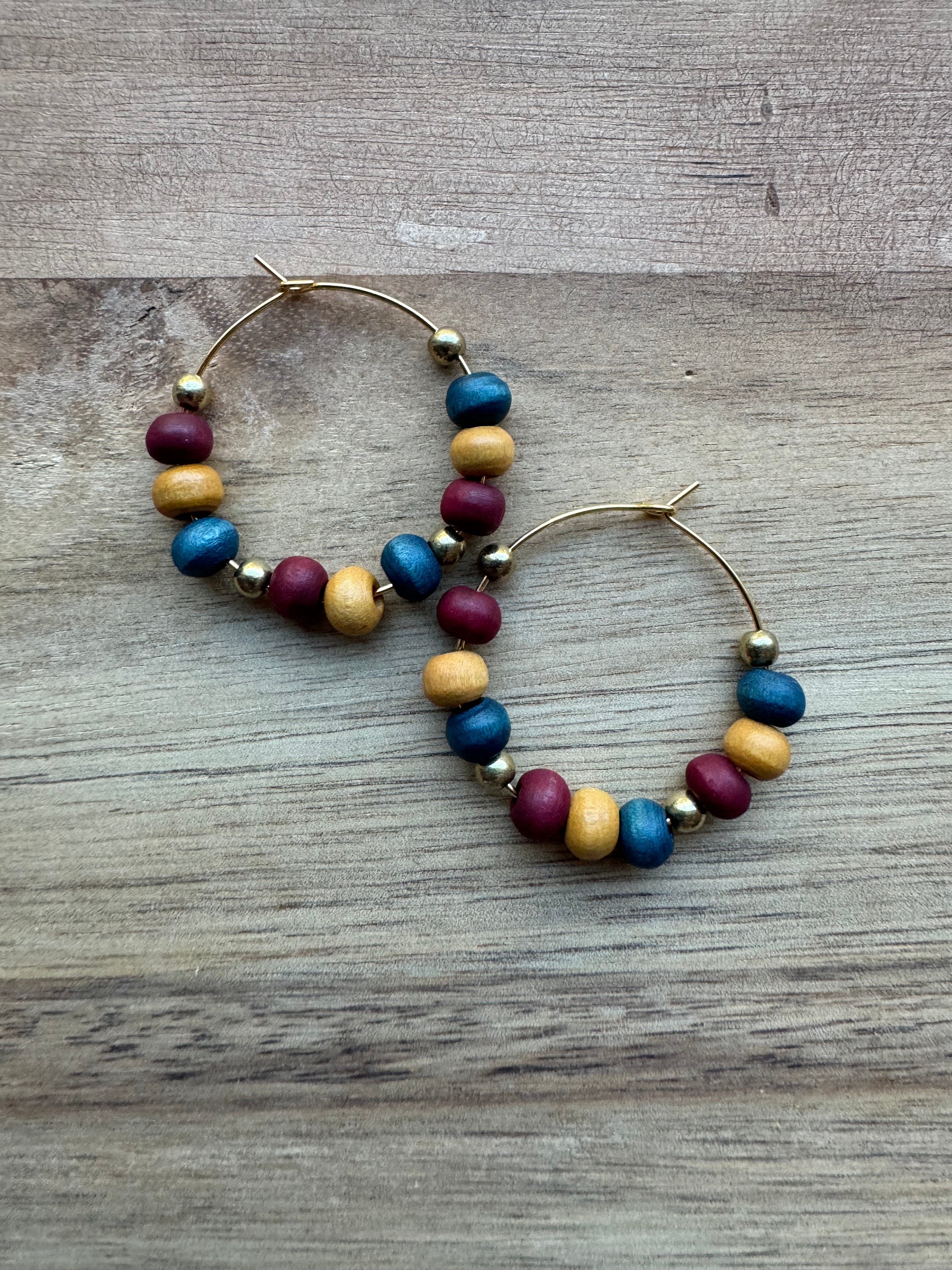 MULTIPLE STYLES: Beaded Hoop Earrings 1.25”