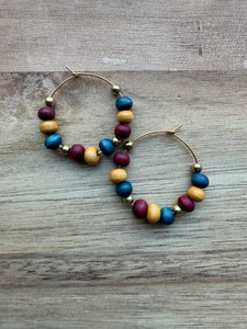 MULTIPLE STYLES: Beaded Hoop Earrings 1.25”