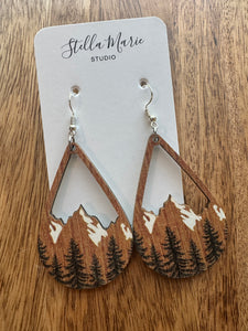 Wooden Mountains Teardrop Earrings