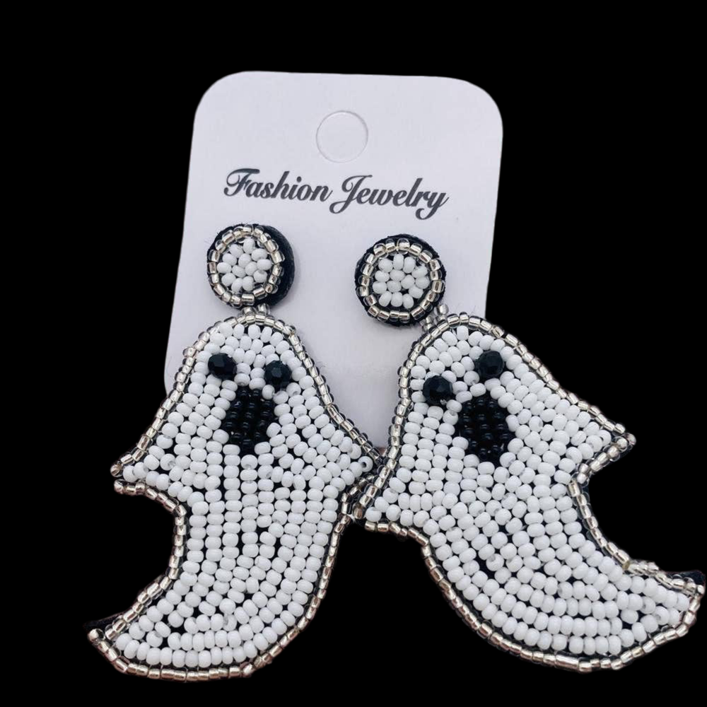 Hand-woven Beads Ghost Halloween Post Earrings