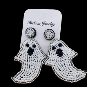 Hand-woven Beads Ghost Halloween Post Earrings