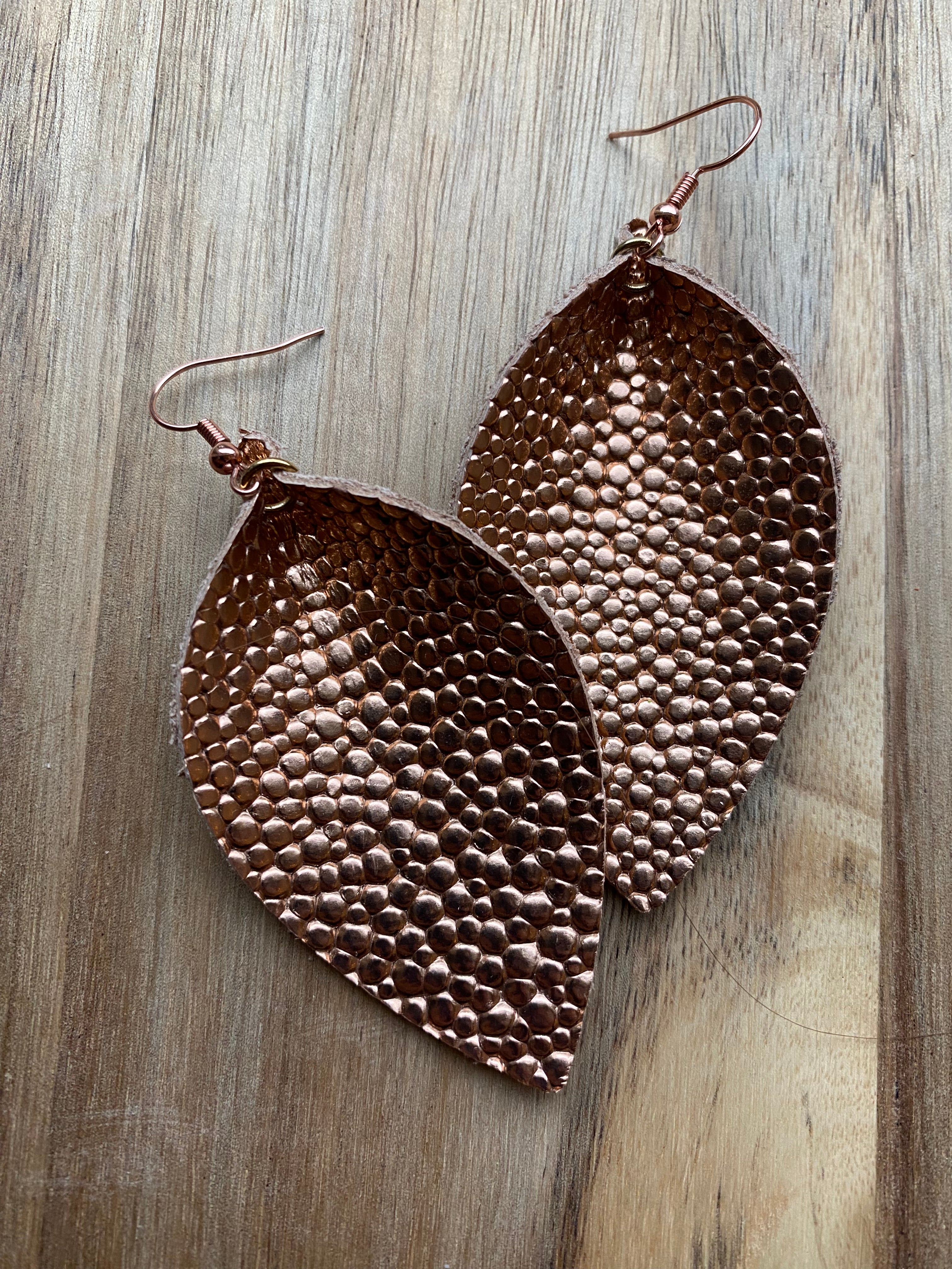 MULTIPLE COLORS: Textured Leather Leaf Earrings