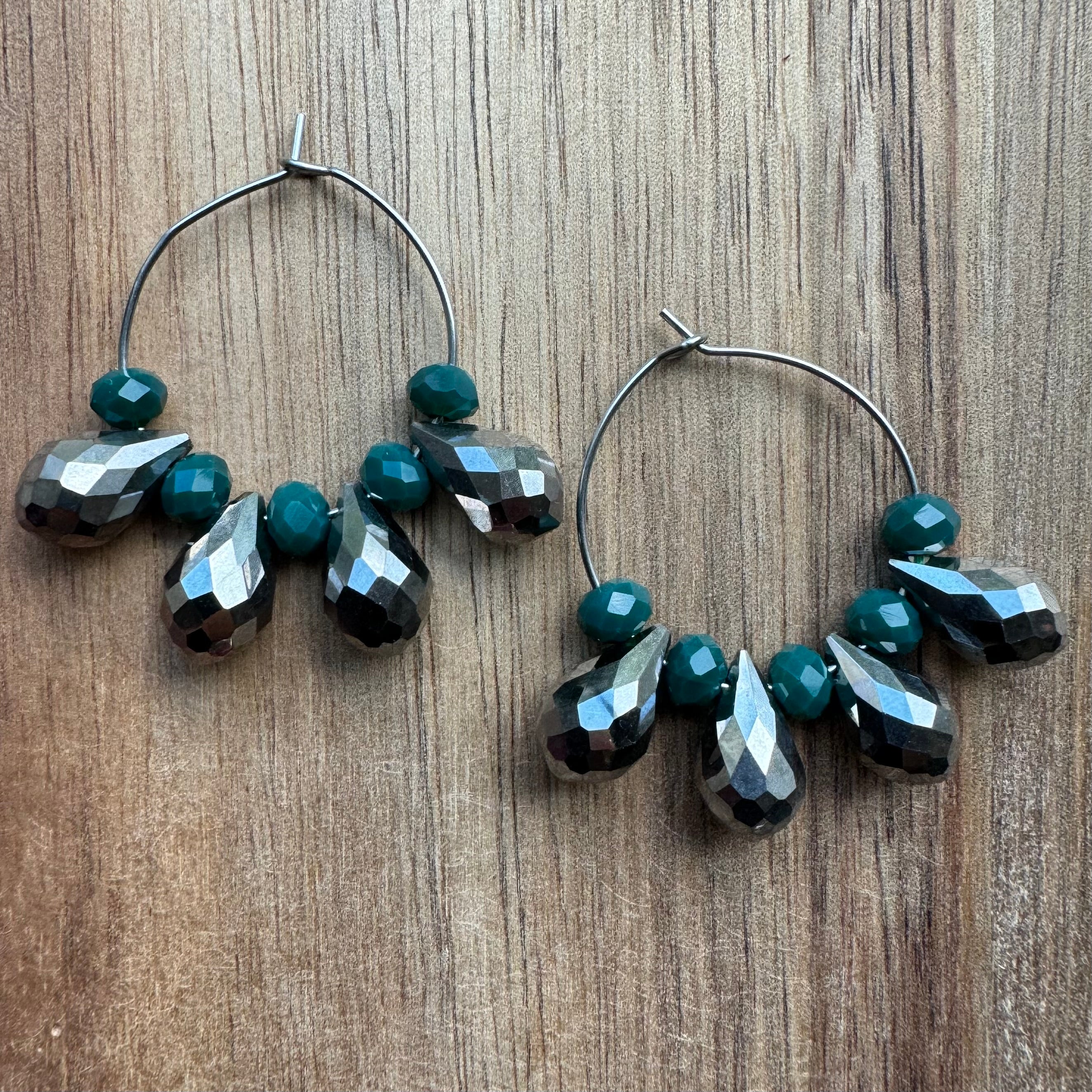 MULTIPLE STYLES: Beaded Hoop Earrings 1.25”