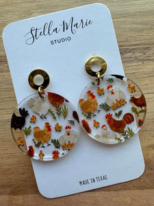 Round Chicken Earrings