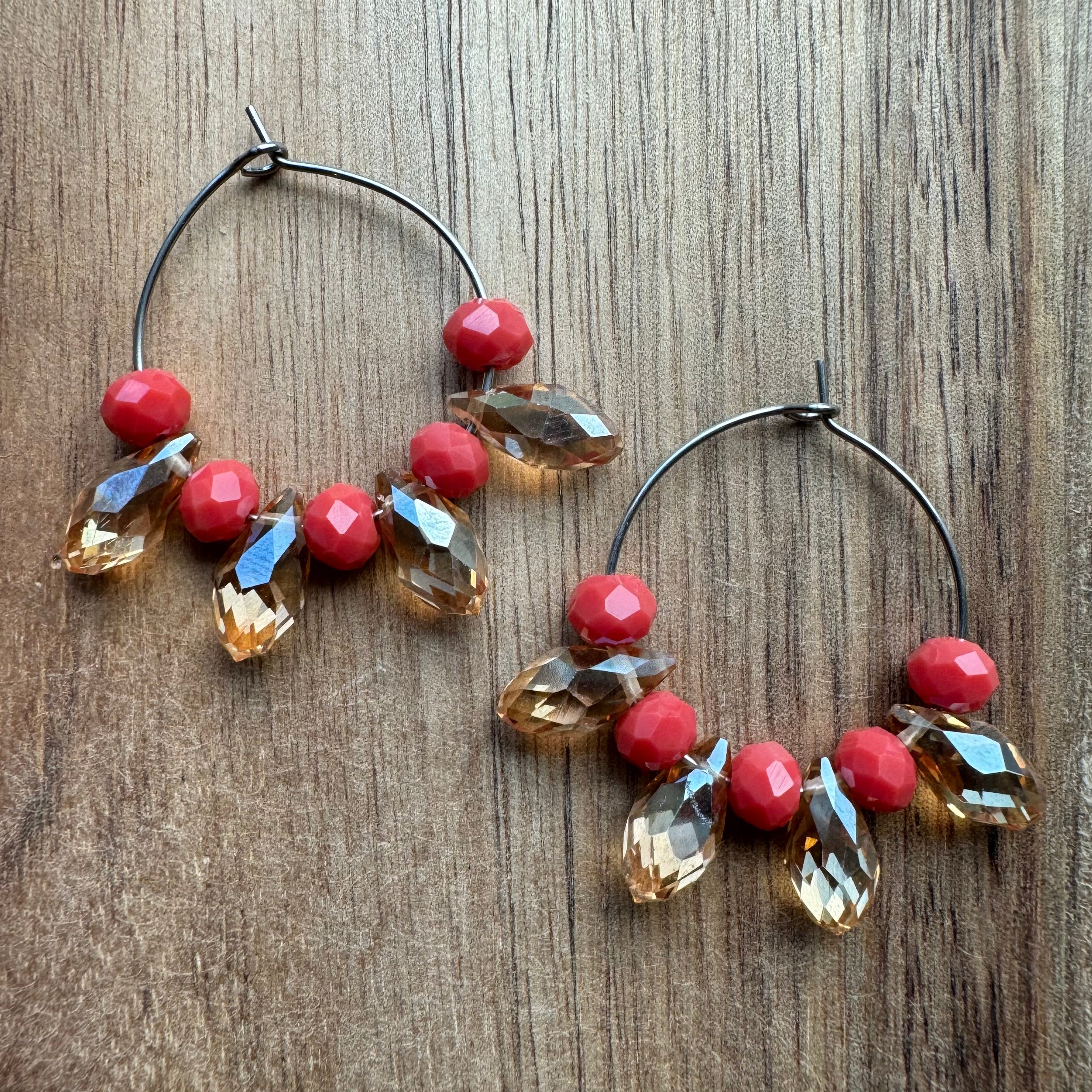 MULTIPLE STYLES: Beaded Hoop Earrings 1.25”