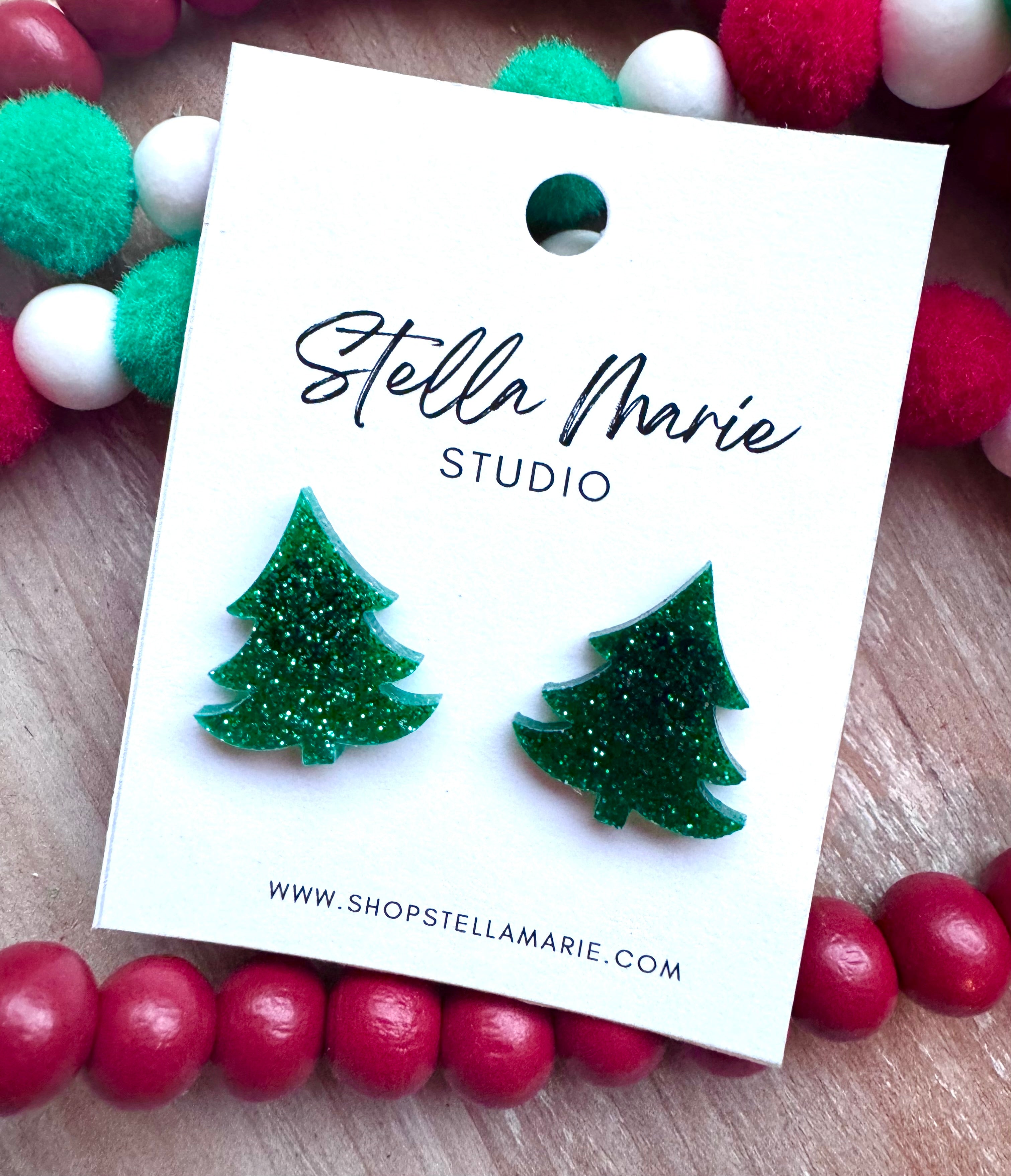 Tiny Christmas Tree Studs