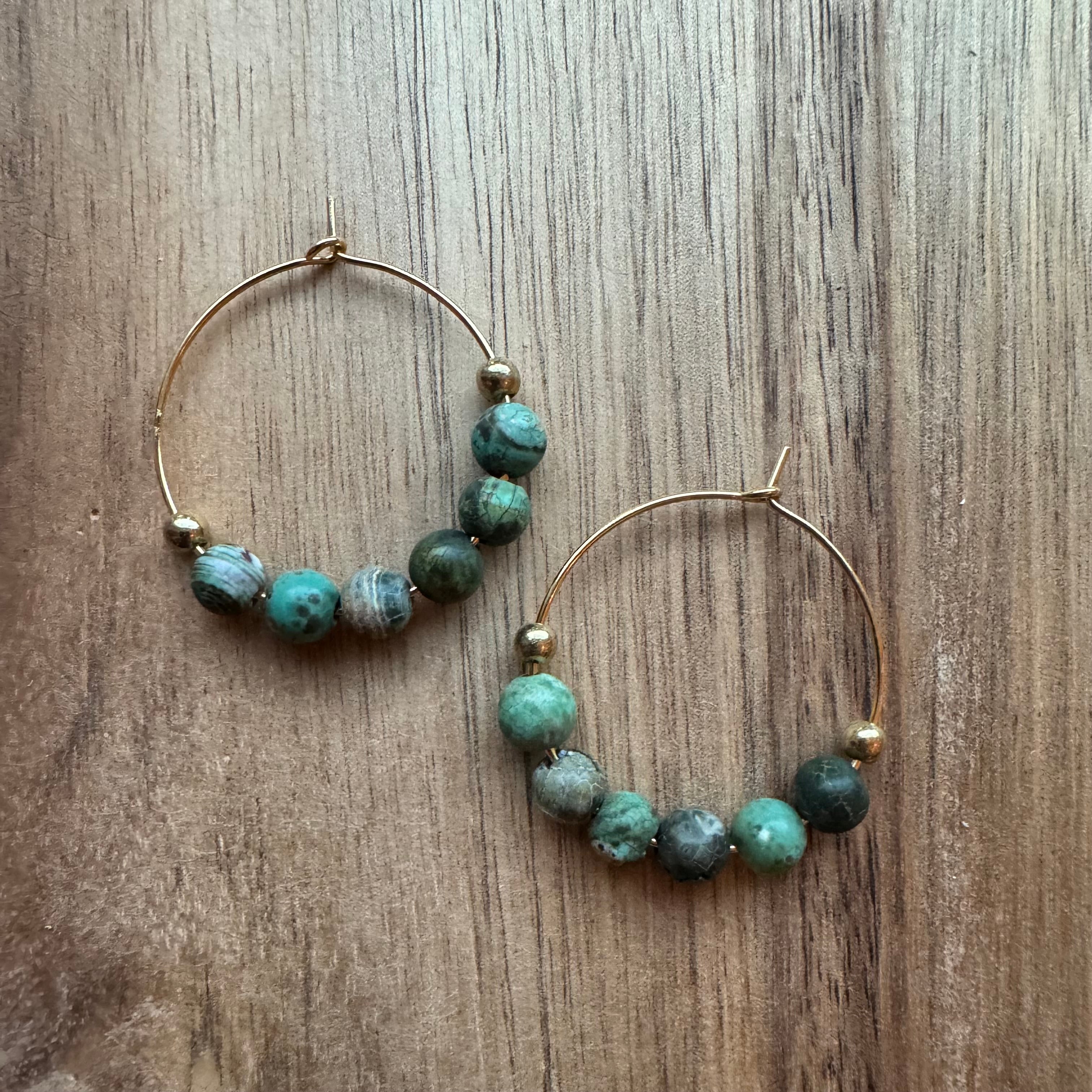 MULTIPLE STYLES: Beaded Hoop Earrings 1.25”