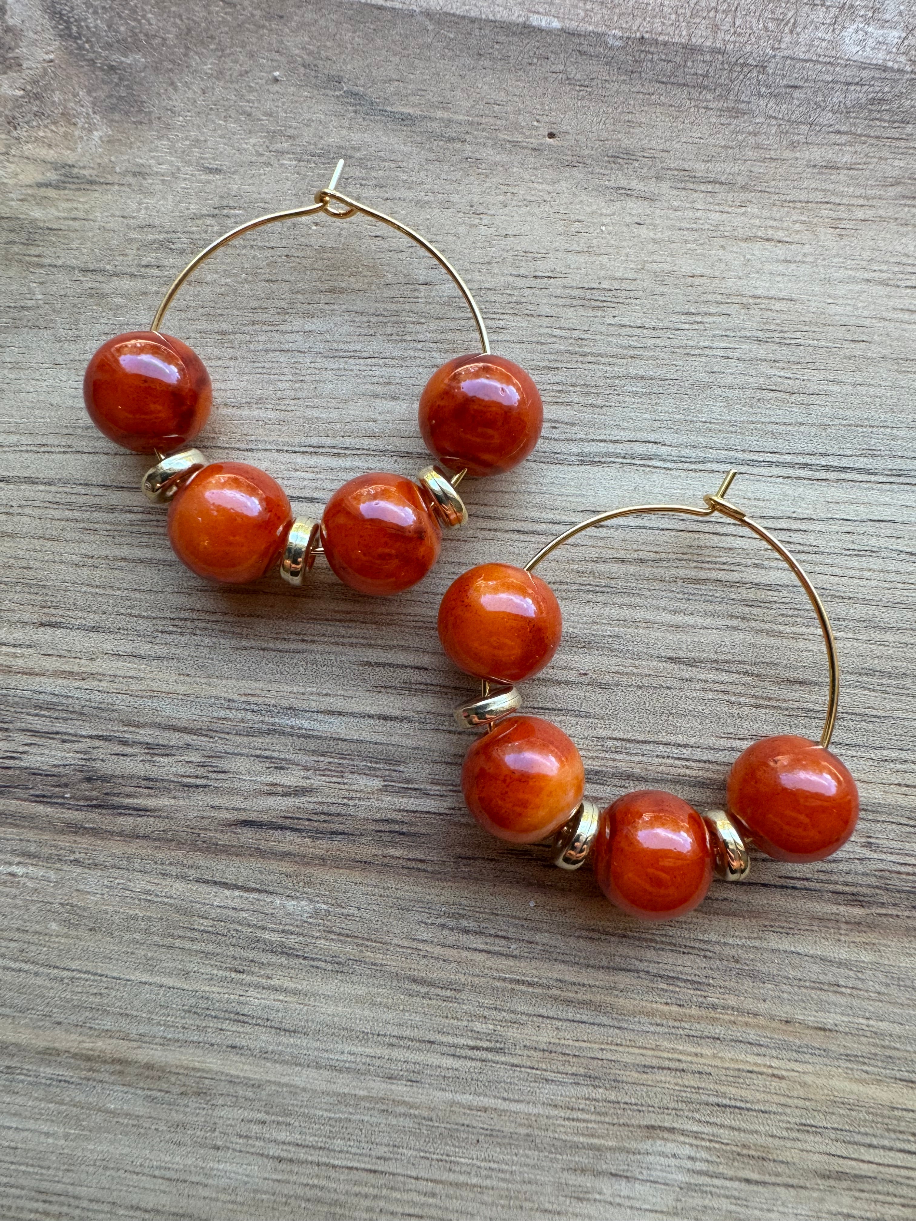 MULTIPLE STYLES: Beaded Hoop Earrings 1.25”