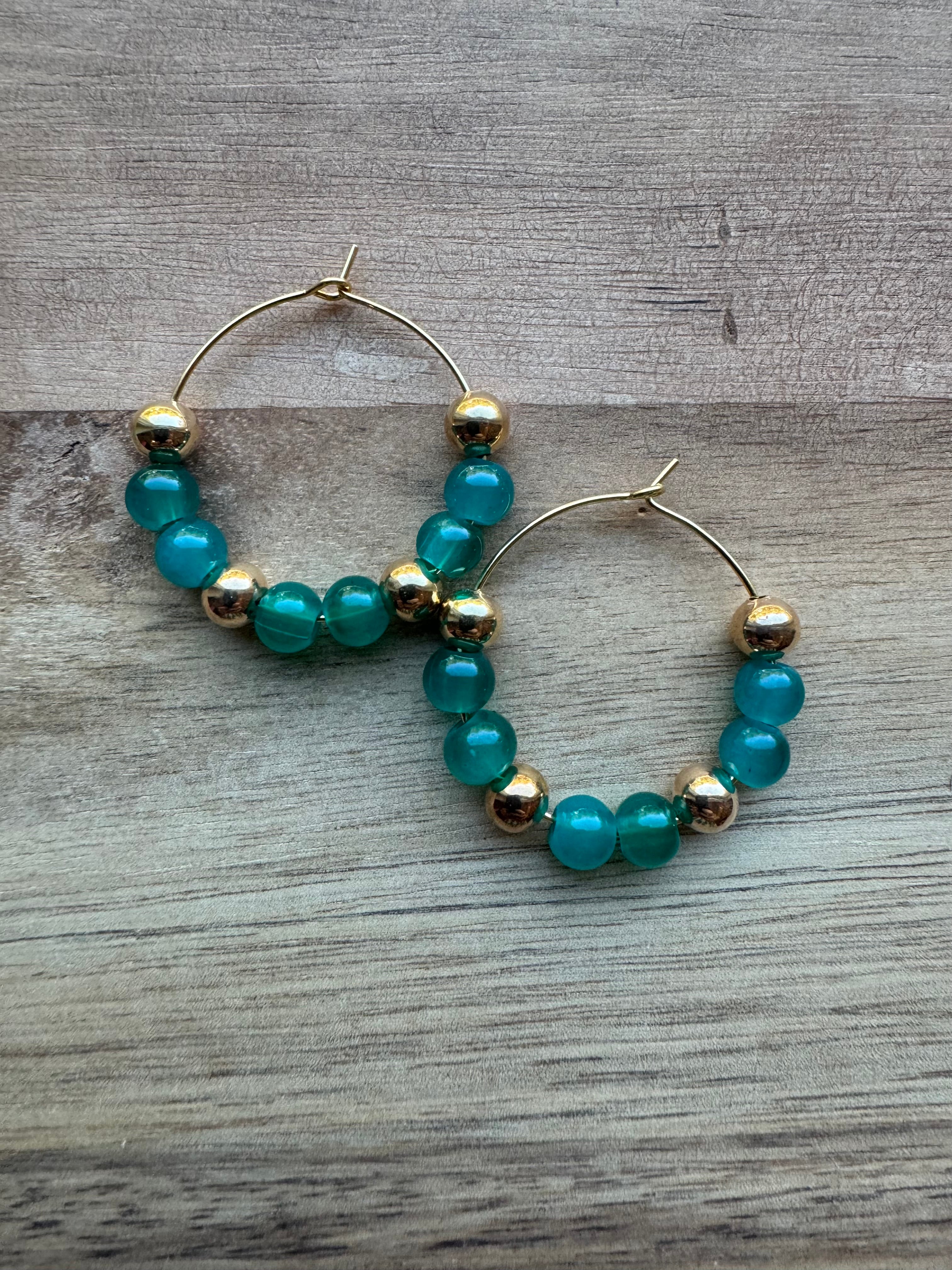 MULTIPLE STYLES: Beaded Hoop Earrings 1.25”