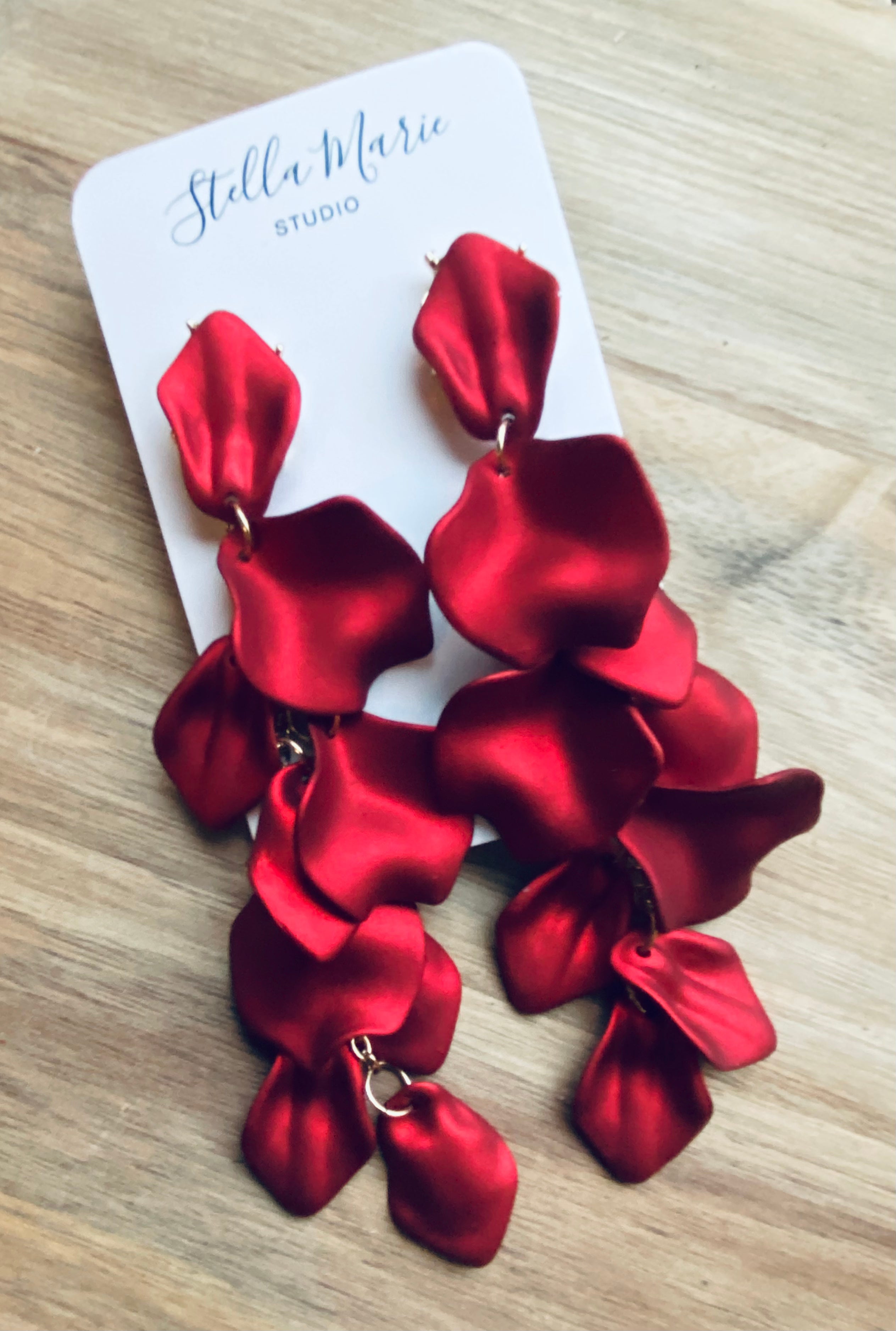 Red Petals Dangle Earrings