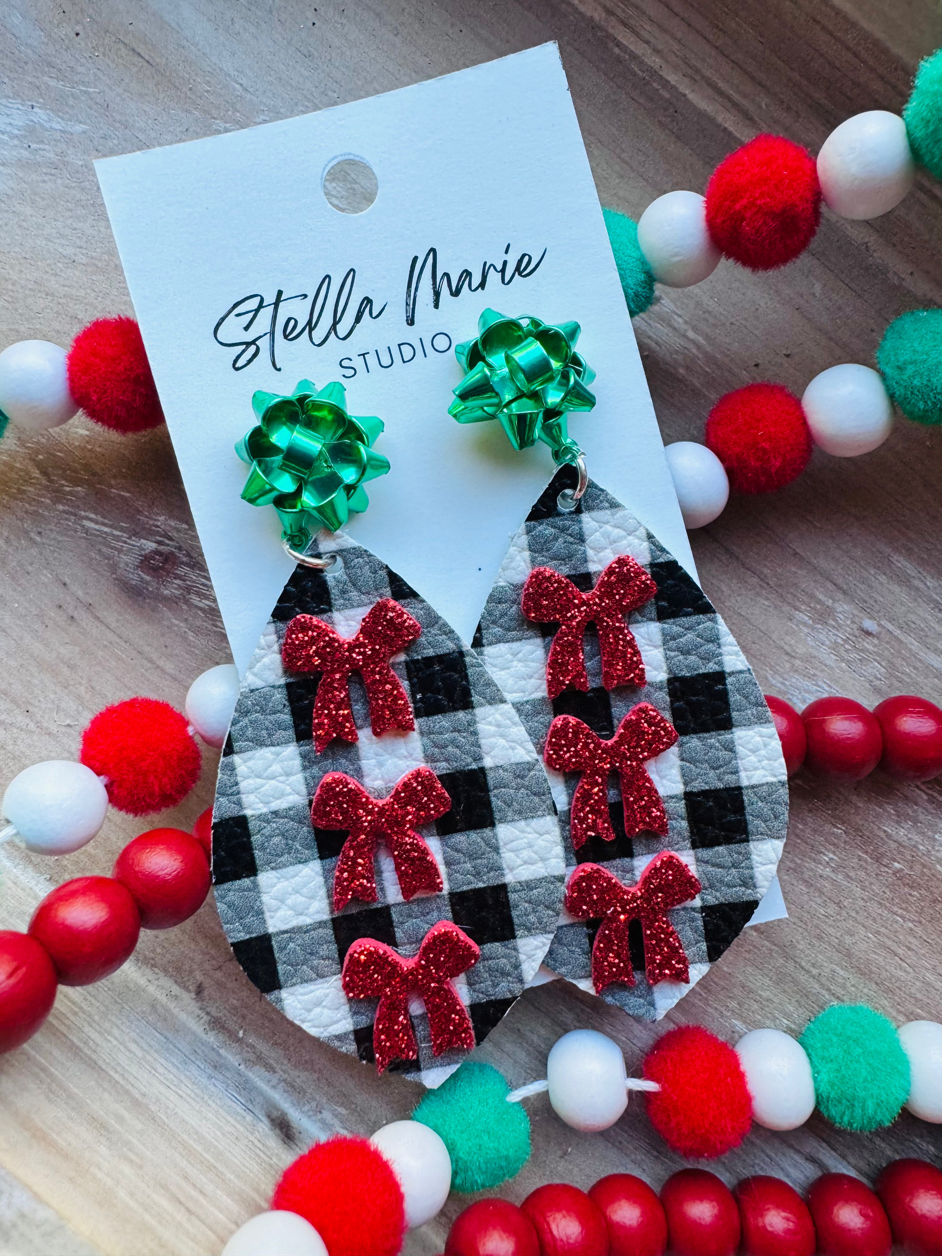 Leather & Bows Earrings