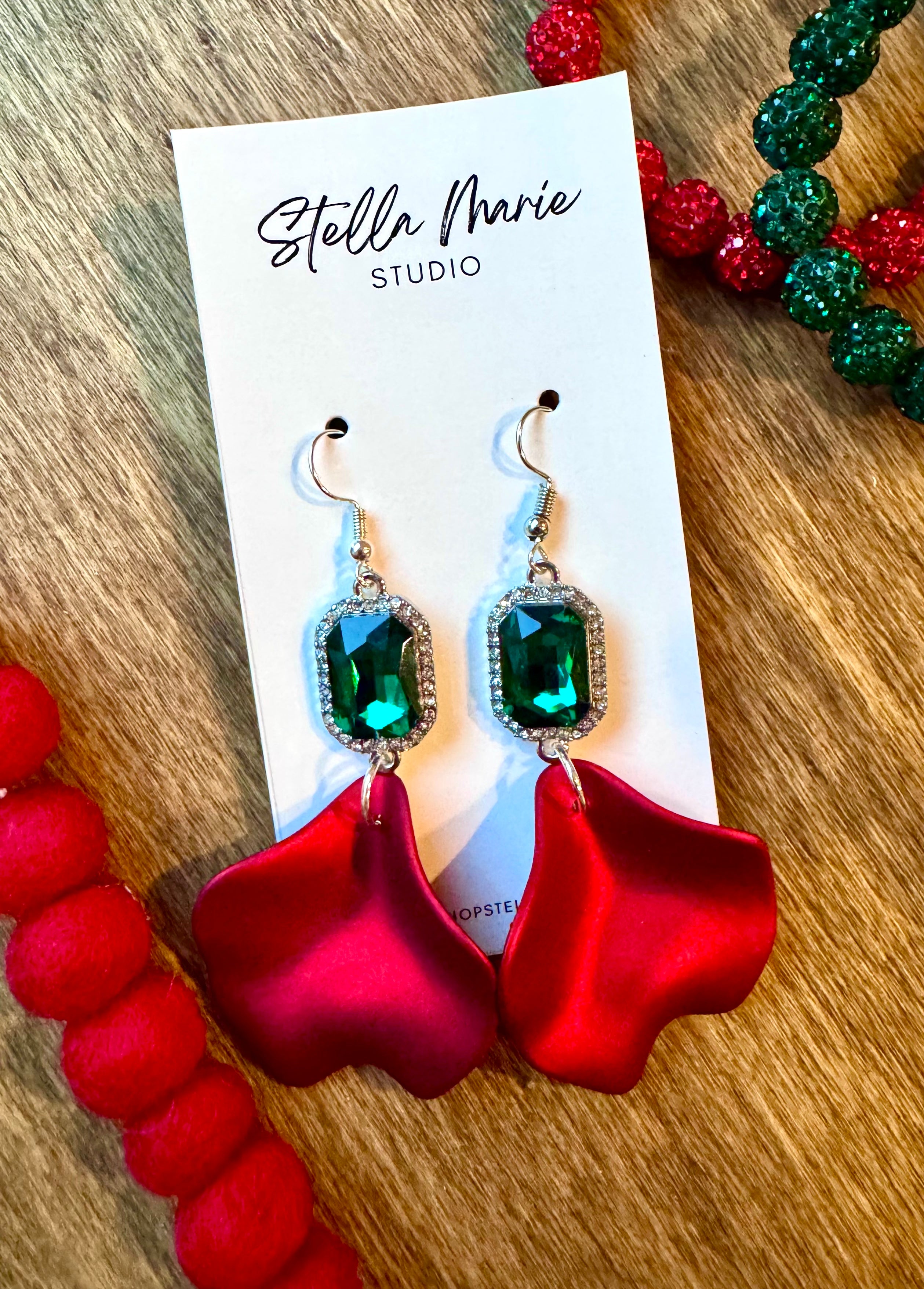 Matte Red Holiday Earrings