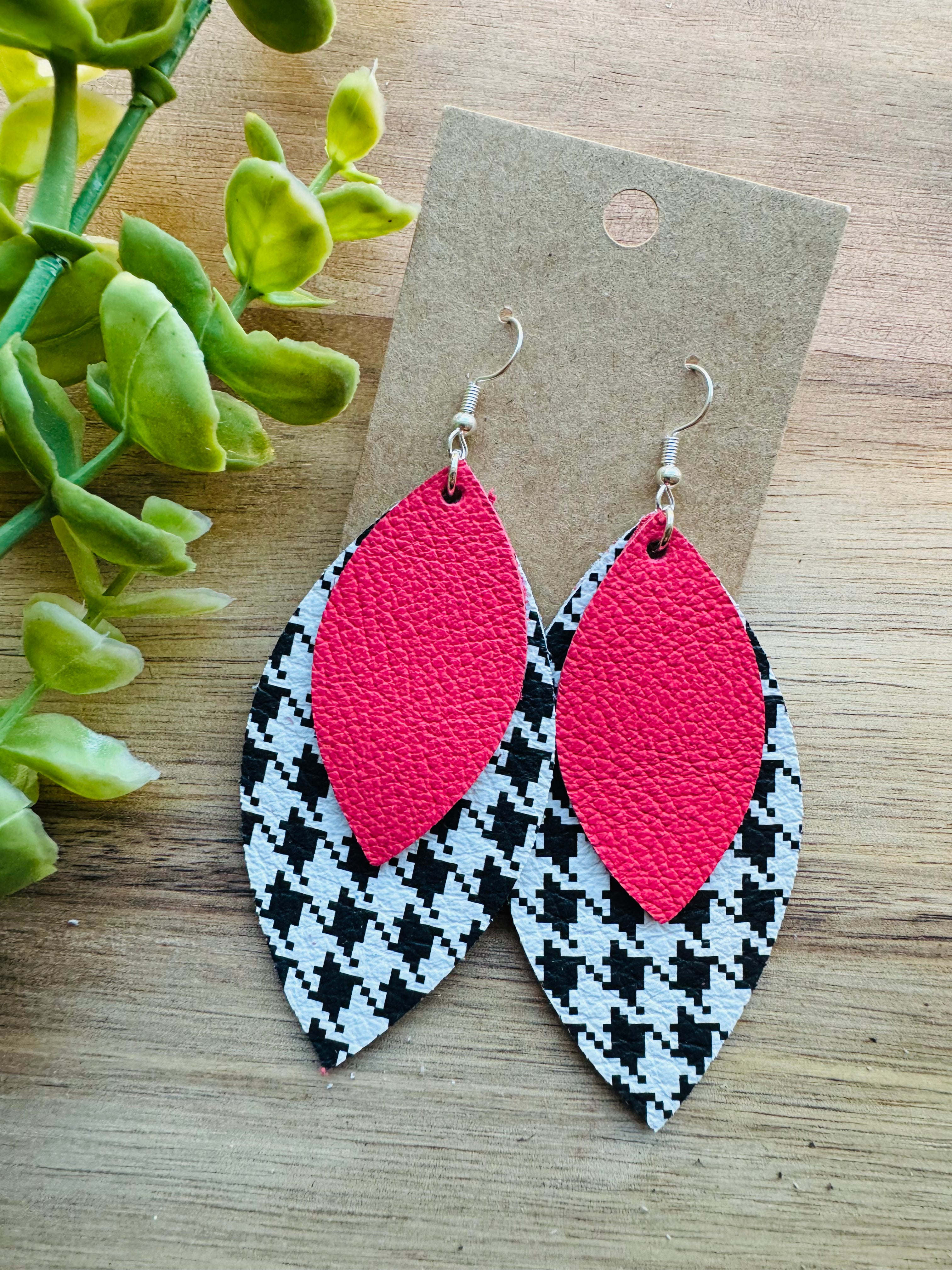 MULTIPLE COLORS: Layered Leather Earrings