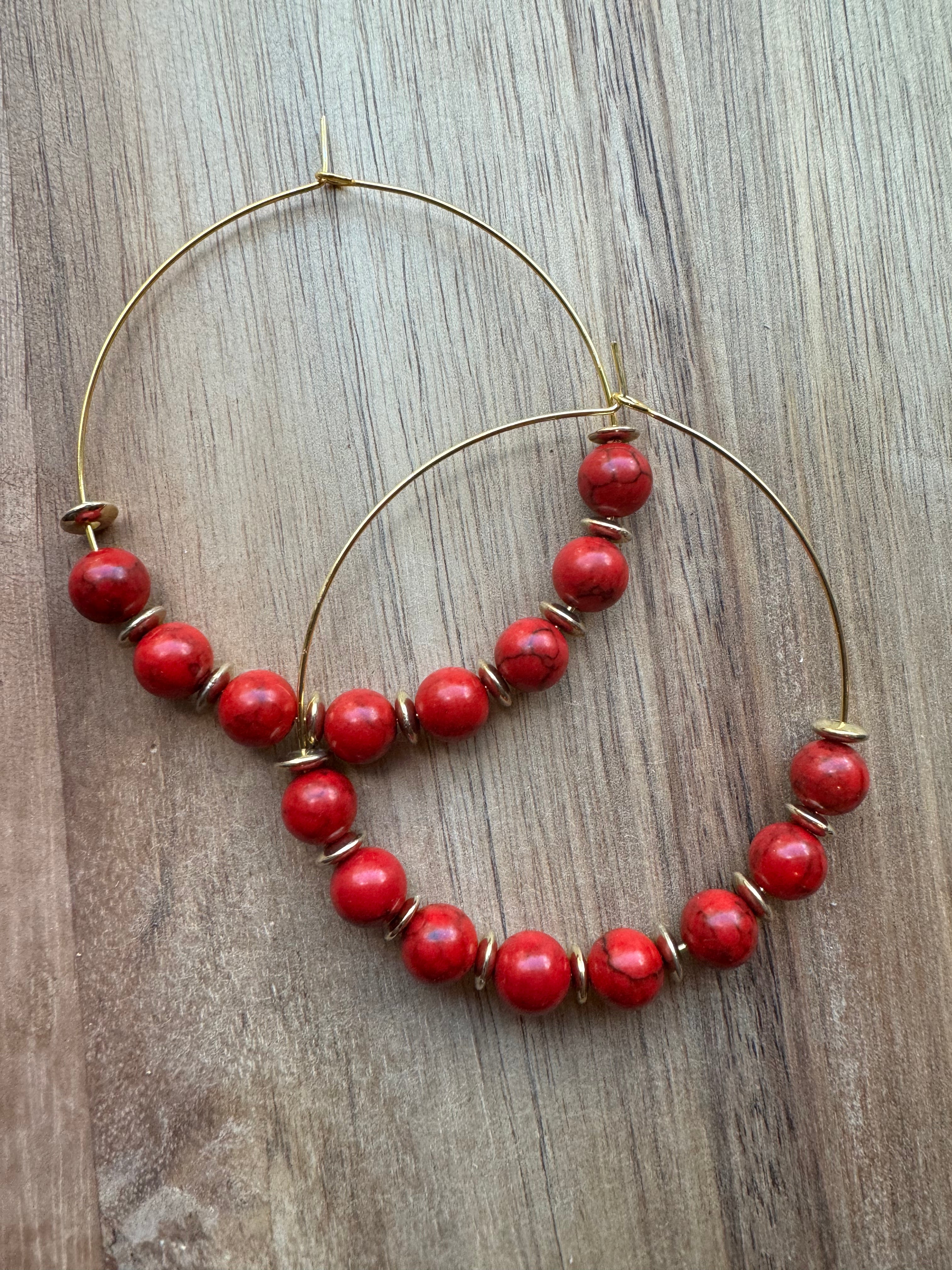 MULTIPLE OPTIONS: 2.5" Beaded Hoop Earrings