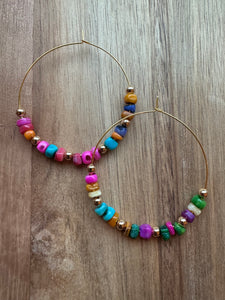 MULTIPLE OPTIONS: 2.5" Beaded Hoop Earrings